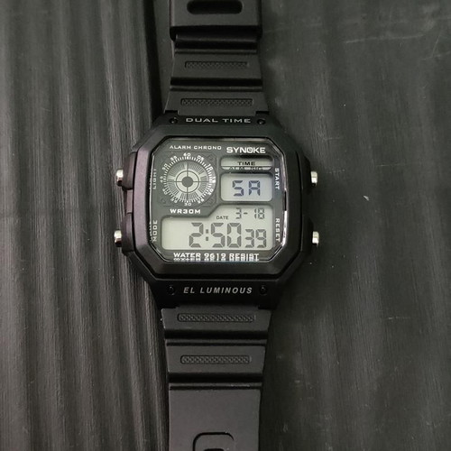 Synoke Dual Time 9619 digital watch new, black