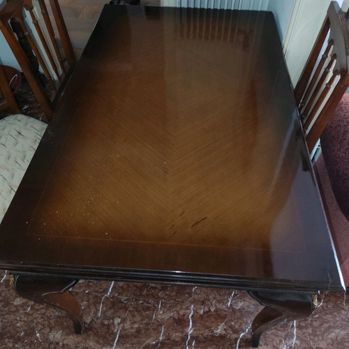 Classic solid wood dining table with six chairs used in very good condition