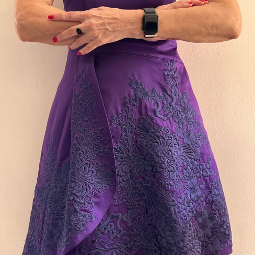 Karen Millen dress like new with exquisite brocade design, purple