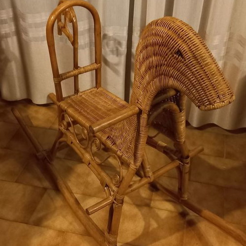 Children's rocking bamboo horse unused