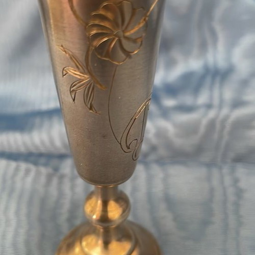 Silver Russian Empire shot glass used with floral engraving