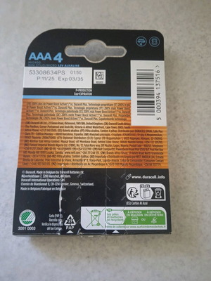 Duracell AAA batteries new