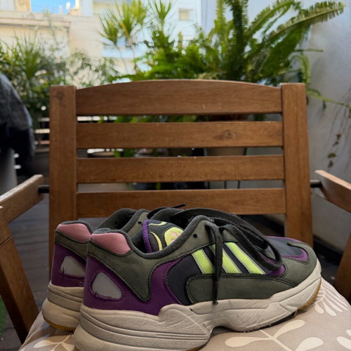 Adidas Yung-1 like new, black and purple athletic shoes size 43