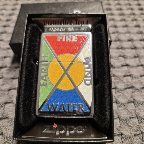 Συλλεκτικός αναπτήρας Zippo μεταχειρισμένος με τα 4 στοιχεία της φύσης