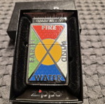 Συλλεκτικός αναπτήρας Zippo μεταχειρισμένος με τα 4 στοιχεία της φύσης