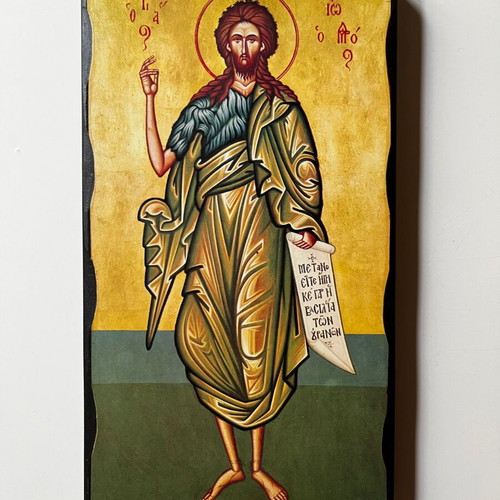 Wooden Byzantine Icon Saint John the Forerunner used 25cm x 14cm