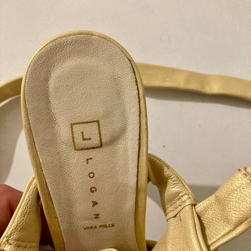 Logan leather sandals like new, beige-gold with straps, size 38