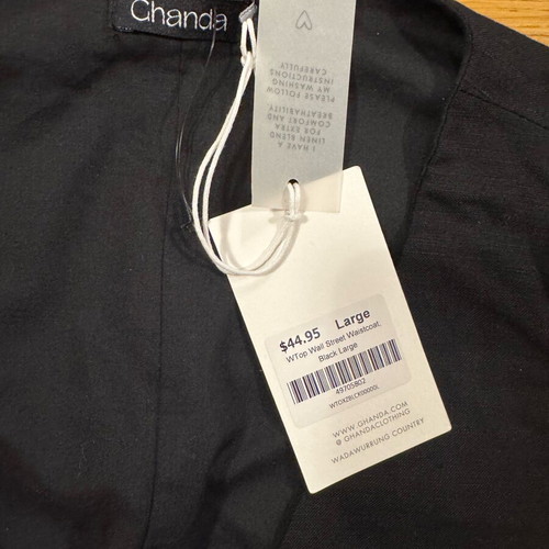 Linen Ghanda vest new, black, size L