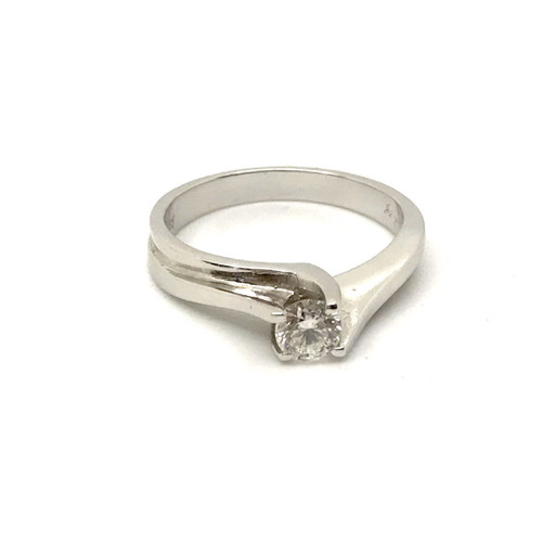 Diamond solitaire ring 18k white gold with 0.34ct brilliant
