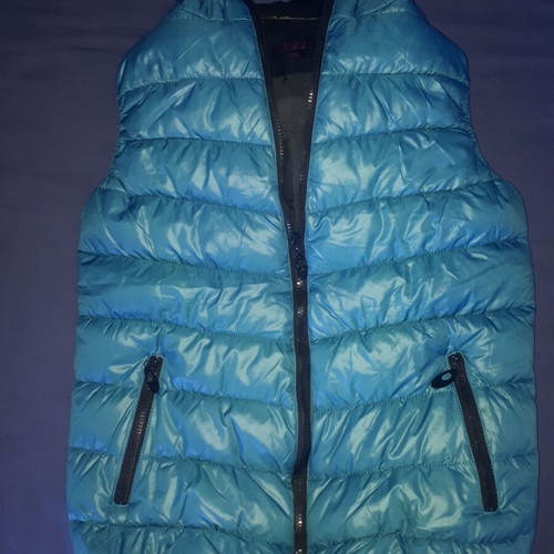Sleeveless jacket with hood like new, turquoise, size M/L