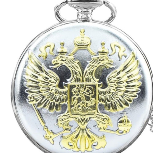 Pocket watch pendant with double-headed eagle in luxury gift box