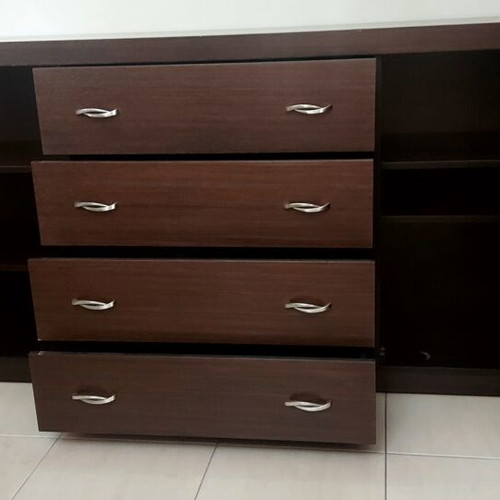 Buffet with mirror, veneered oak wenge, 200x50x95 cm