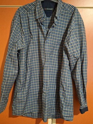 Franco Giuseppe checked shirt like new, size XXL, white and blue