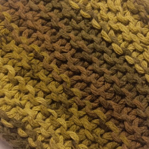 Handmade knit cowl scarf in green tones
