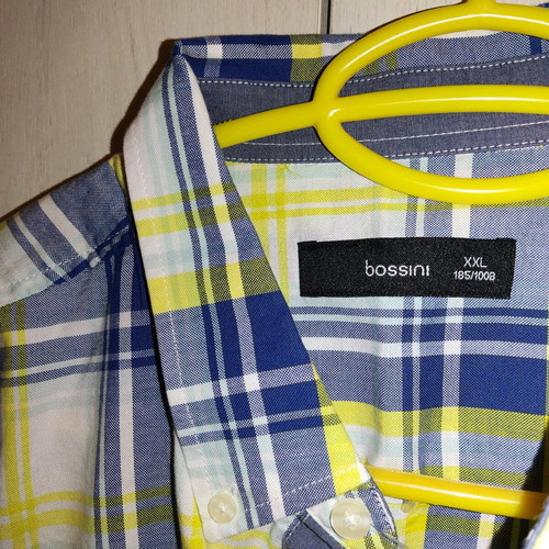 Bossini men's cotton shirt XL new, blue and yellow