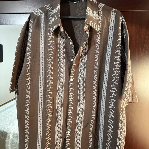 Men's Summer Shirt XL new brown with decorative details