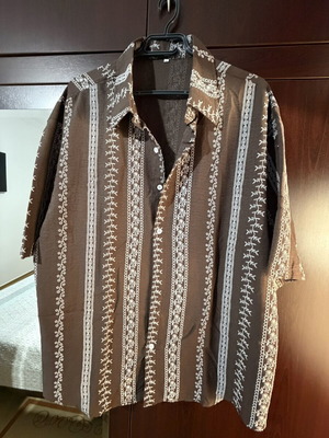 Men's Summer Shirt XL new brown with decorative details