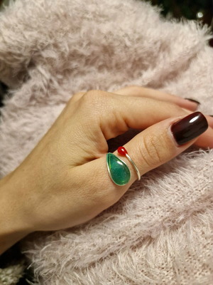 Ring with liquid glass new, handmade