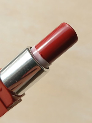 Clinique mini lipstick used, dark red 02 Icon Pop