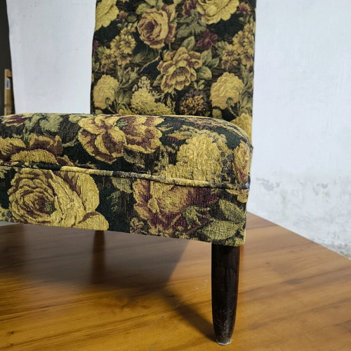 Armchairs used, set of 2, solid wood frame and chenille fabric