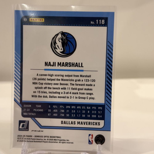 Naji Marshall 2024-25 Donruss Optic Pink Hyper Prizm card like new