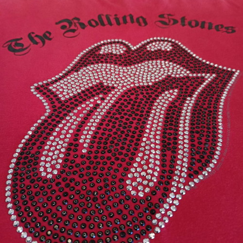 Amplified Rolling Stones unisex t-shirt με στρας, κόκκινο, L