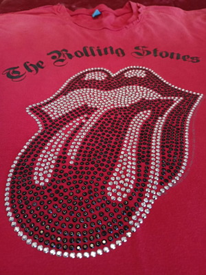 Amplified Rolling Stones unisex t-shirt με στρας, κόκκινο, L