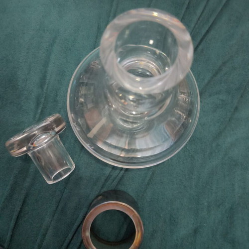 Vintage crystal decanter with silver-plated collar and original stopper