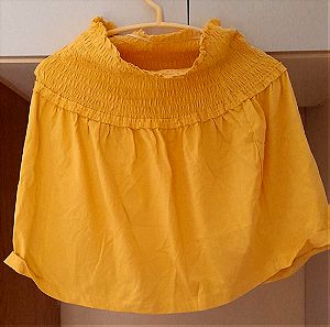 Κίτρινο τοπ / κοντή φούστα με φαρδύ λάστιχο