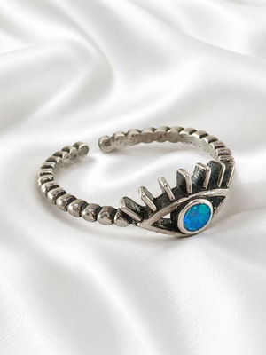 Handmade ring with 925 silver and opal stone, size 52, adjustable
