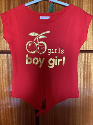 Memory & Co Red Women's T-shirt with Cherry Design like new