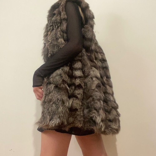 Silver Fox Fur Vest used, unisex, size M-L