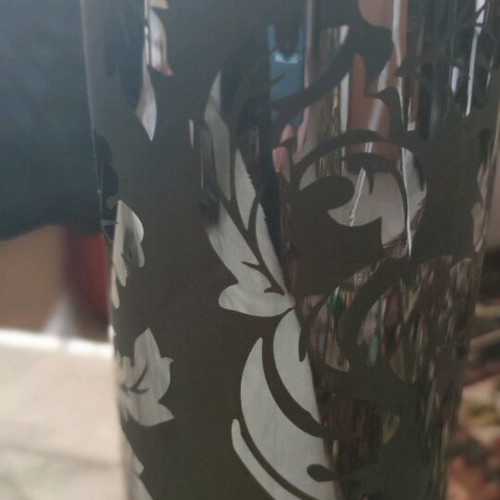 Porcelain vase new black with matte and glossy flowers