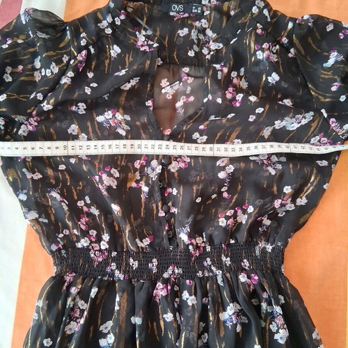 Ovs dress new long black floral polyester