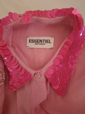 Essentiel Antwerp shirt pink sequin collar used, size S