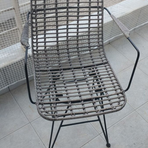 Bamboo armchair set with short table used for outdoor space