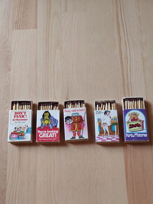 Set of 5 collectible Vintage Stupid party matchboxes like new