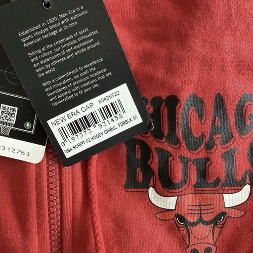New Era NBA Chicago Bulls Full Zip Hoodie new, men's M