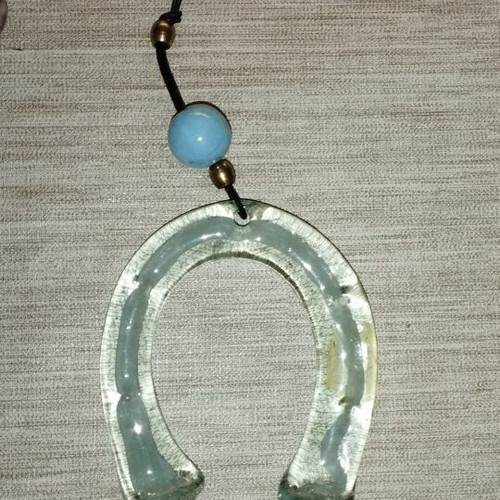 Handmade glass wall horseshoe charm