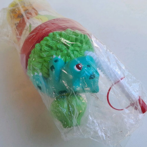 Pokemon glass with Bulbasaur figure season 1 1999 Nintendo new