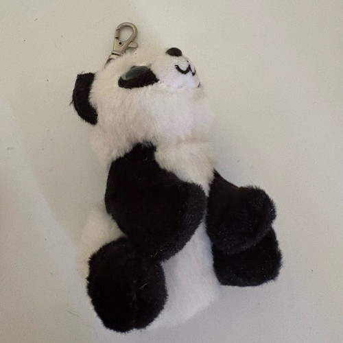 Set of 4 plush keychains with emoji, panda and love doll