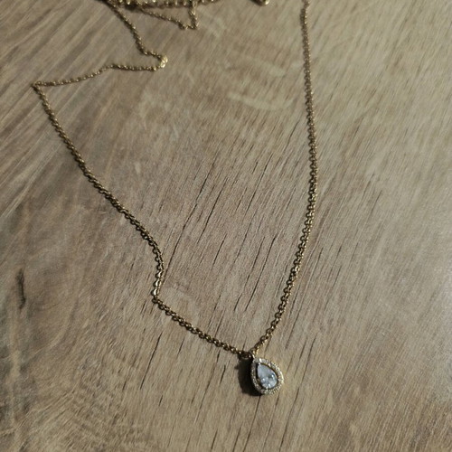Pendant like new stainless steel rose gold teardrop design with zircon