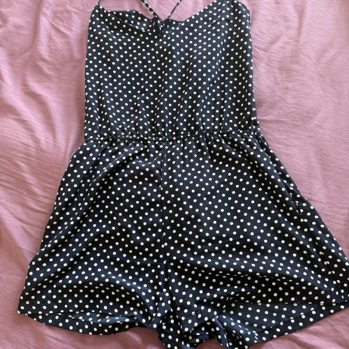 Zara polka dot romper like new, medium size, white and blue