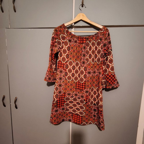 Tunic mini dress in red brown shades new
