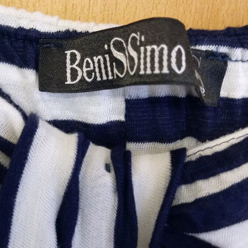 Benissimo dress white-blue striped, long, like new
