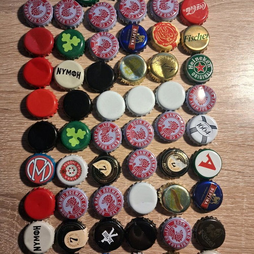 Beer and soda bottle caps used, pack of 57 pieces