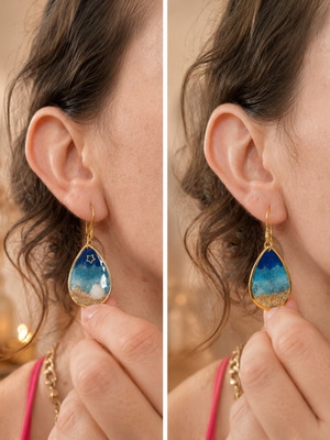 Earrings "Sea in a Drop" new, handmade with UV resin and surgical steel hooks