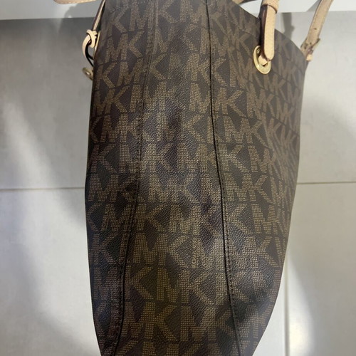 Michael Kors Tote Bag used, brown monogram with beige leather details