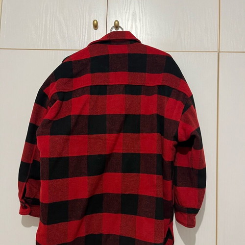 Pull & Bear coat new oversize plaid black red
