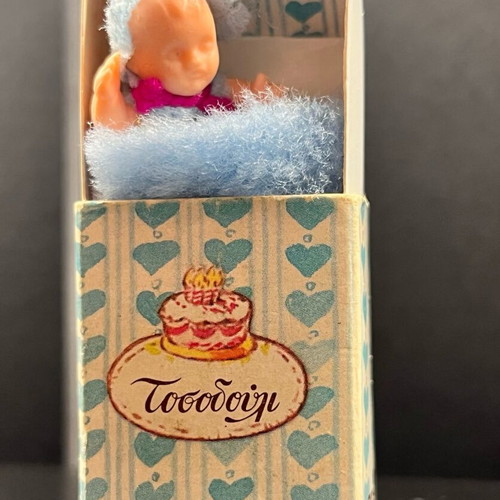 El Greco Tosodouli used, blue collectible mini doll from the '80s